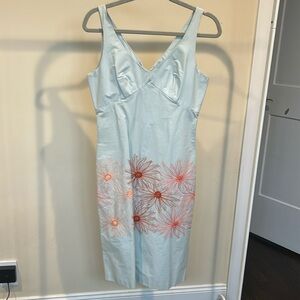 Tocca dress- cotton baby blue with orange embroidered flowers- size 6